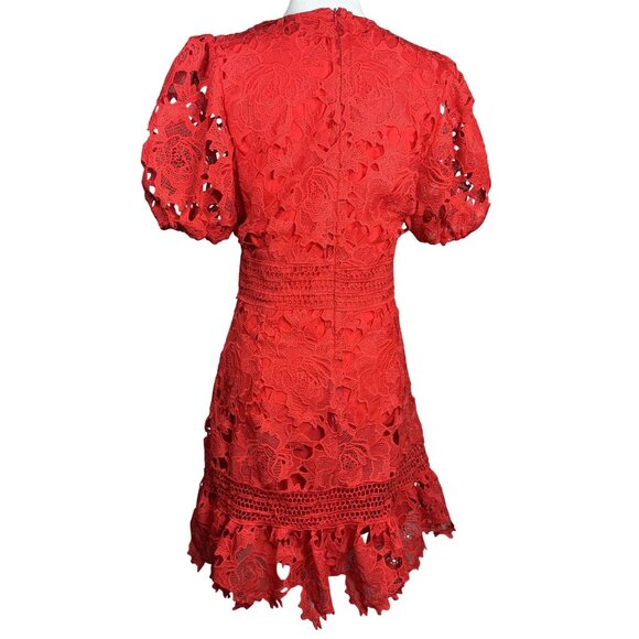 NEW BEULAH STYLE Size M Womens Red Lace Mini Dress Boho Peasant Beach Summer - Picture 4 of 16
